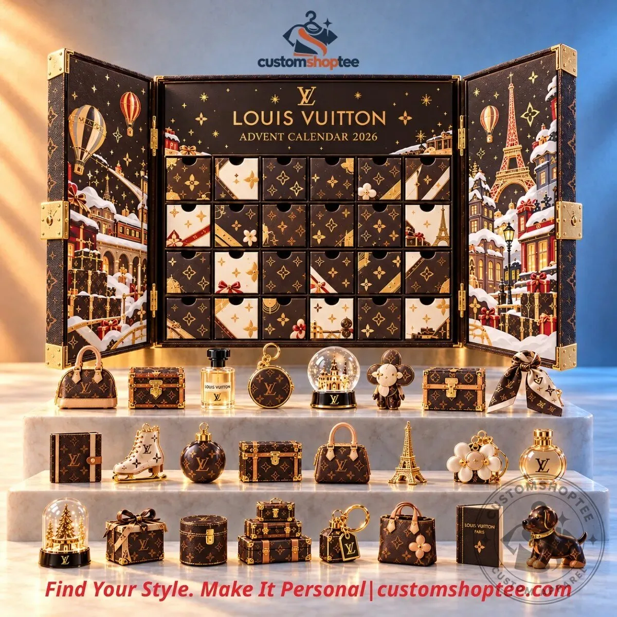 LOUIS VUITTON パリの冬景色 アドベントカレンダー Louis Vuitton x Christmas Paris Luxury Trunk 24-Day Miniature